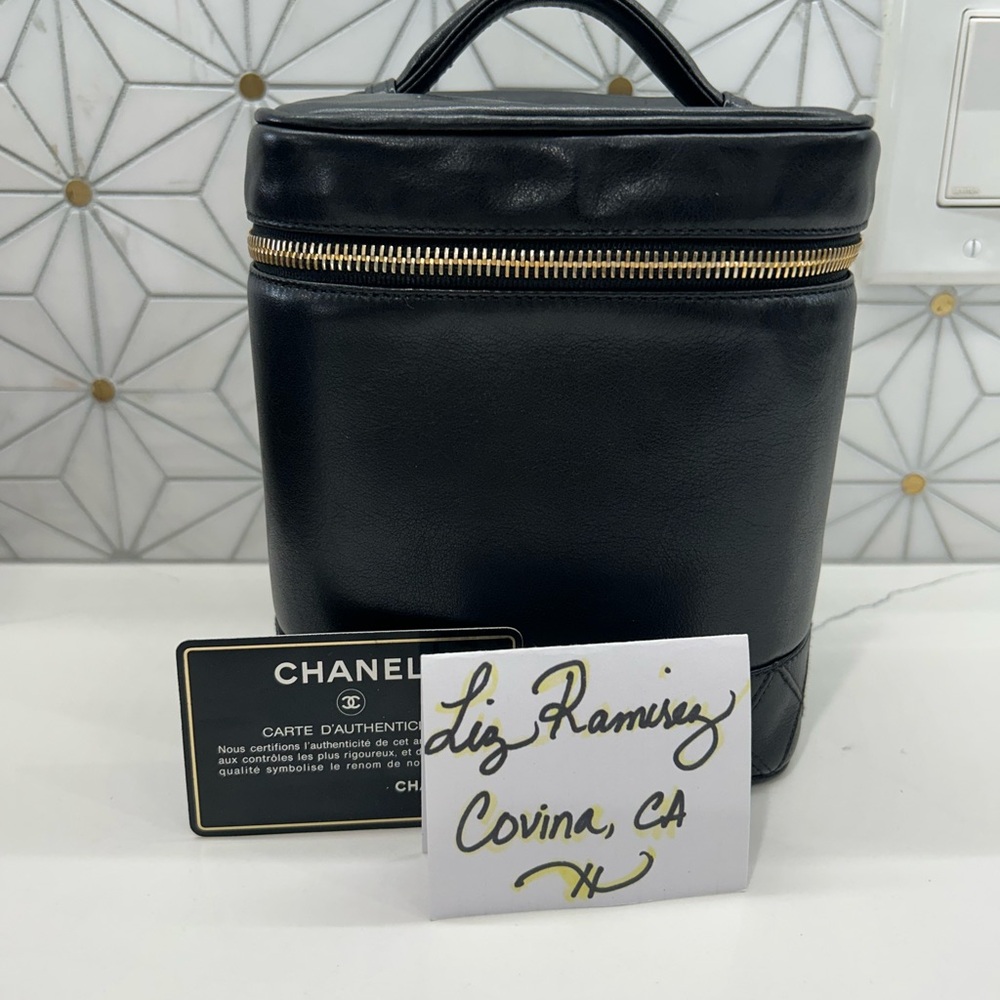 Chanel Black Leather Vanity Case